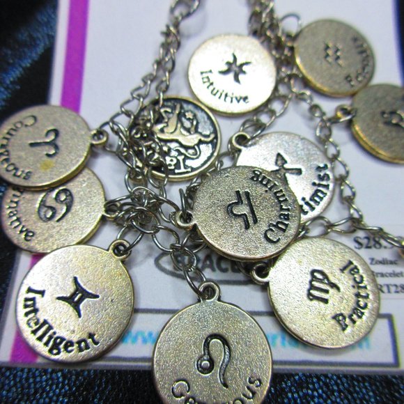 Zodiac Signs Charm Jewelry Bracelet Adjustable Lobster Claw Clasp - Picture 6 of 7